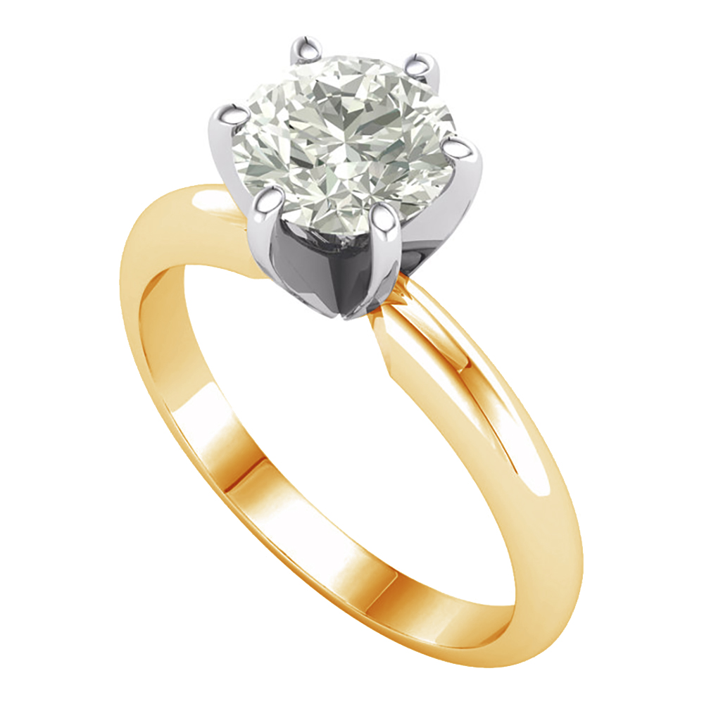 Charles & Colvard 5mm Moissanite Solitaire Engagement Ring, 14k Yellow and White Gold