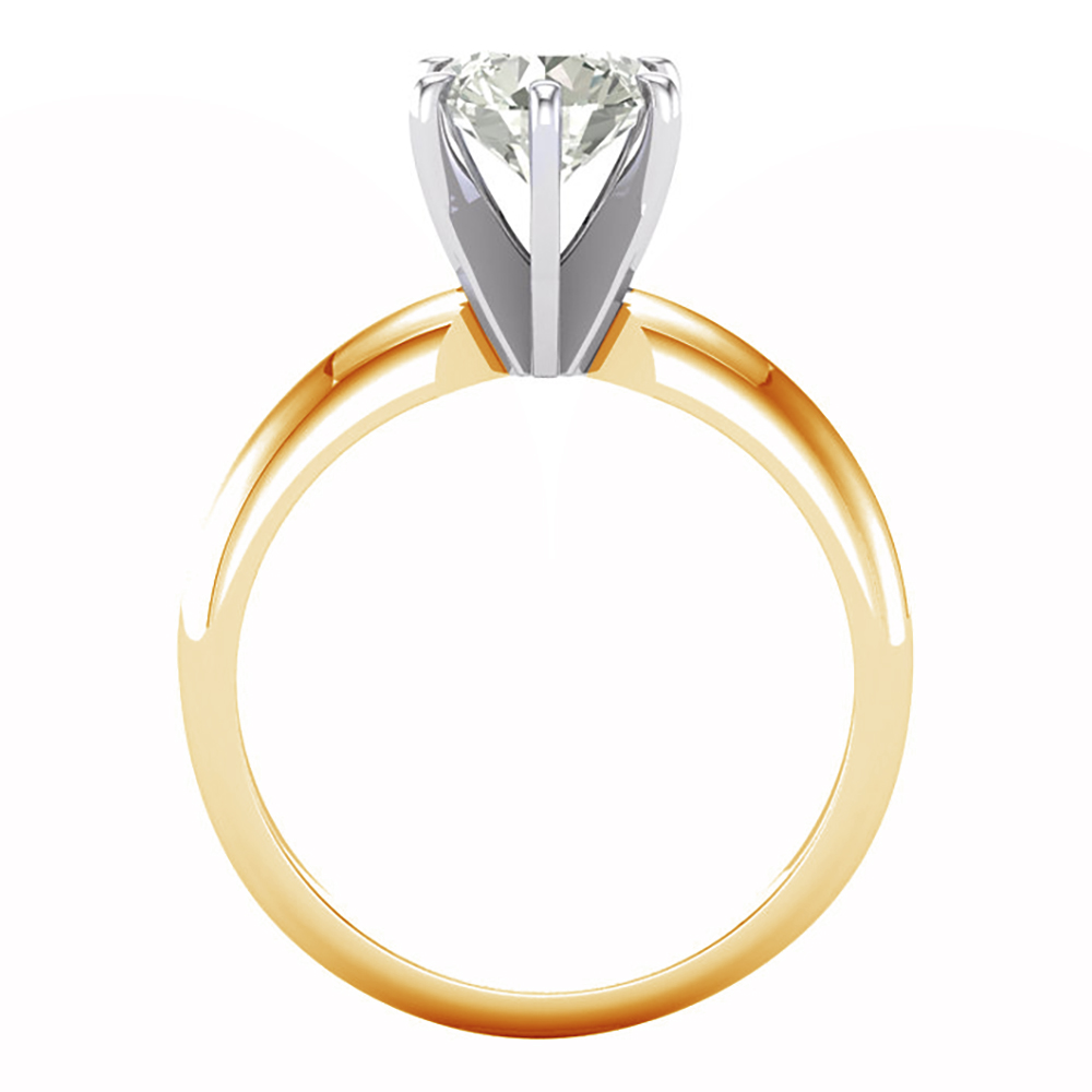 Charles & Colvard 5mm Moissanite Solitaire Engagement Ring, 14k Yellow and White Gold