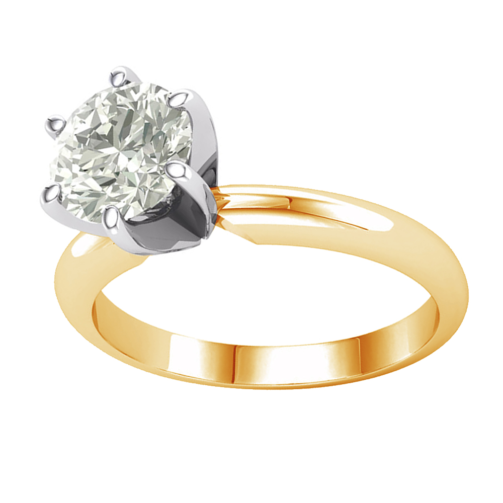 Charles & Colvard 5mm Moissanite Solitaire Engagement Ring, 14k Yellow and White Gold