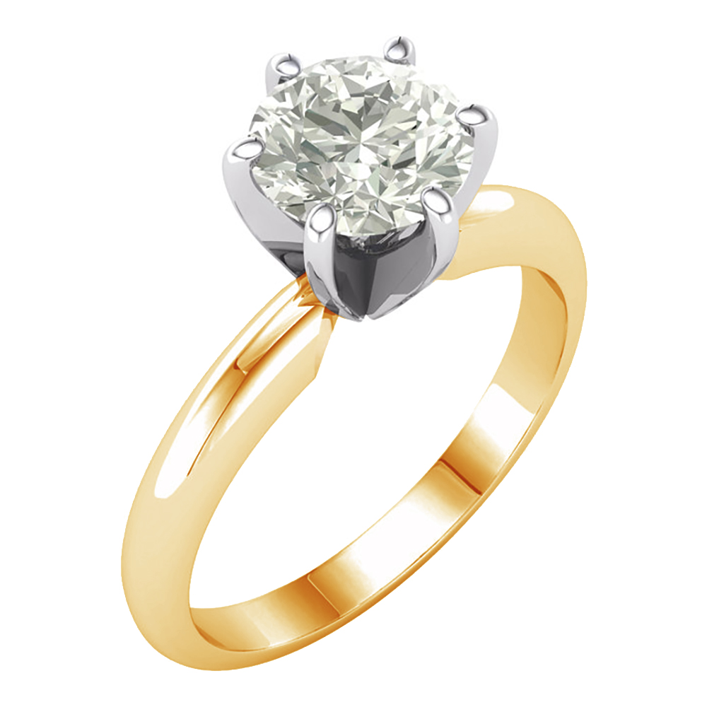 Charles & Colvard 5mm Moissanite Solitaire Engagement Ring, 14k Yellow and White Gold 