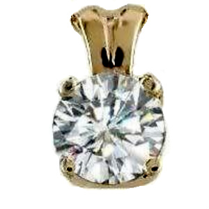 Charles & Colvard solstice solitaire moissanite 14k yellow gold pendant.