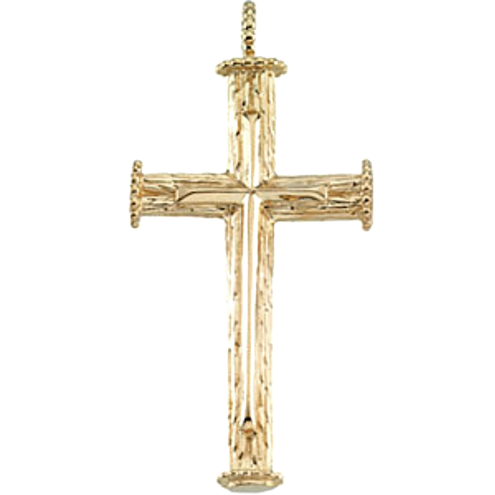 10k Yellow Gold Rugged Cross Pendant.