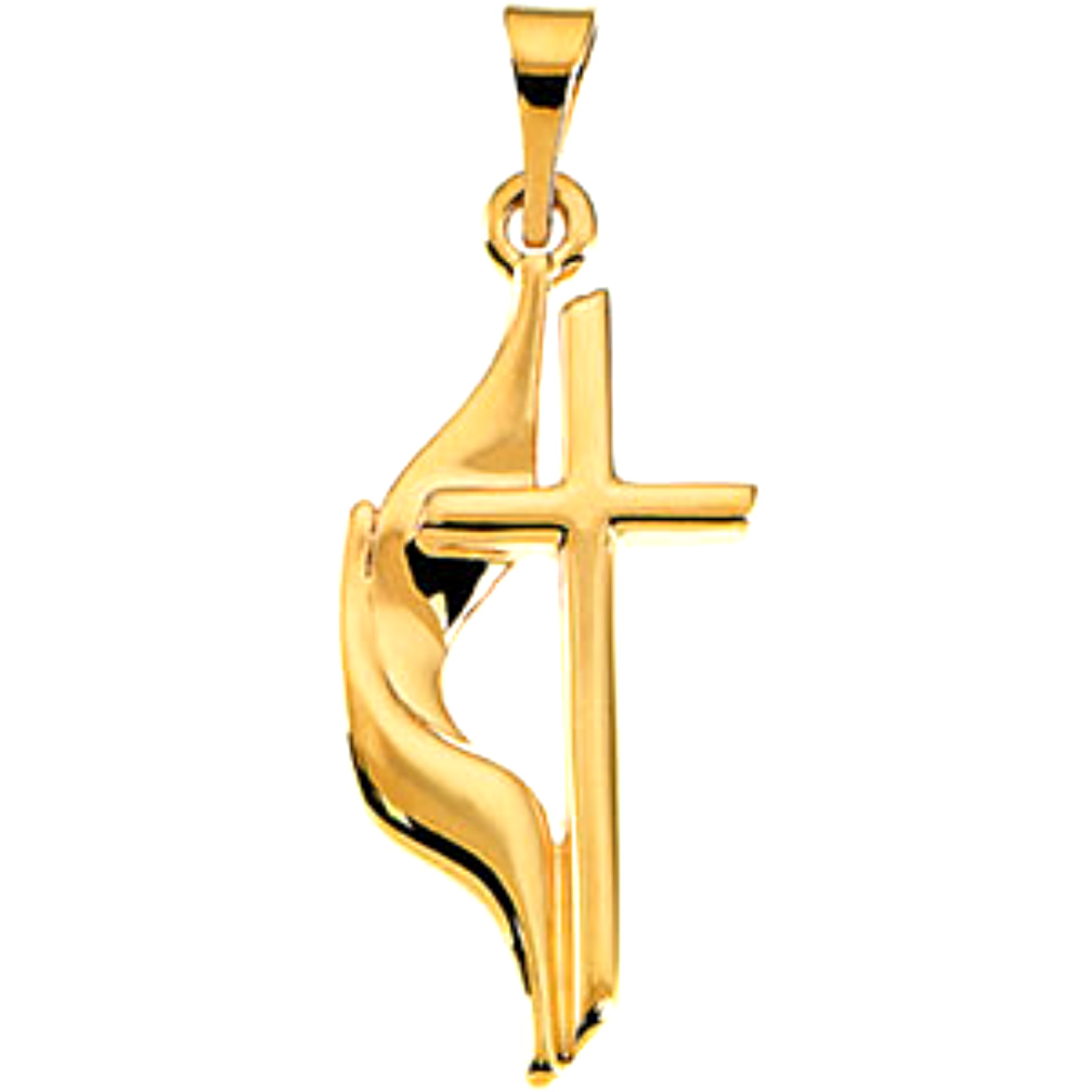 10K Yellow Gold Methodist Cross Pendant.