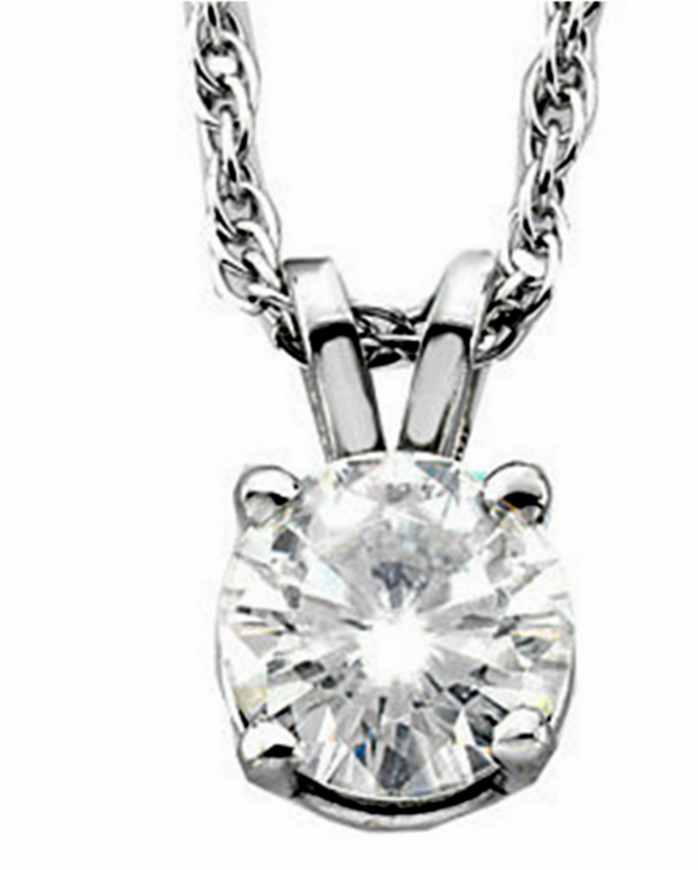 14k white gold moissanite solitaire necklace