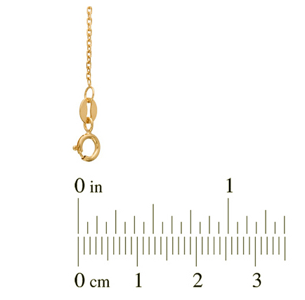 14k Yellow Gold 1 Millimeter Solid Diamond Cut Cable Chain Measurement. 