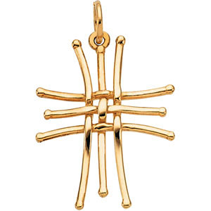 14k Yellow Gold Design Cross Pendant.