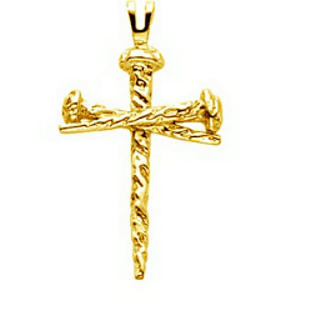 14k Yellow Gold Carpenter's Nail Cross.