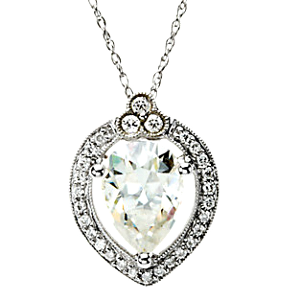 Charles & Colvard Forever Brilliant Moissanite and Diamond Necklace, 18 inches in length.