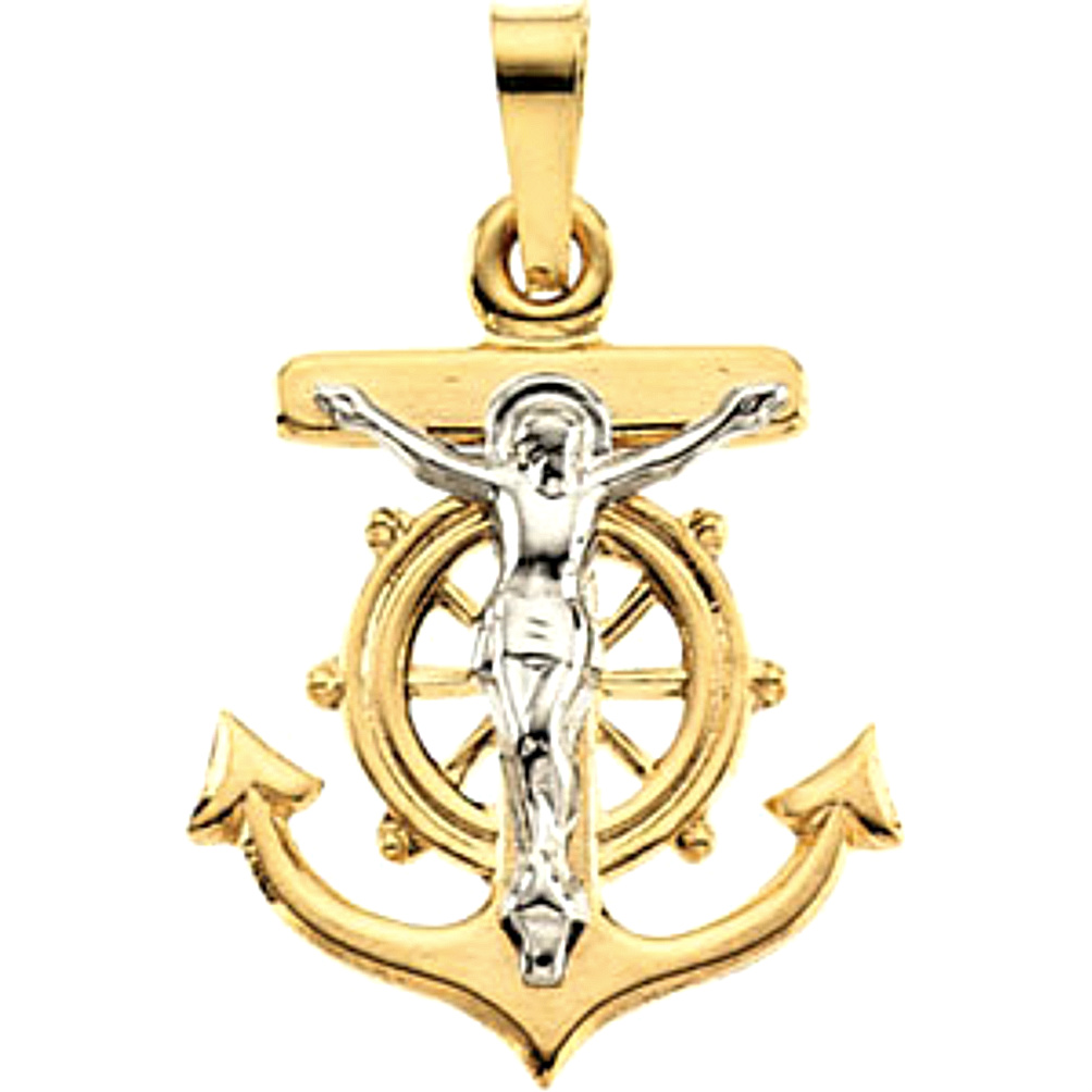 14k Yellow and White Gold Mariner's Cross.