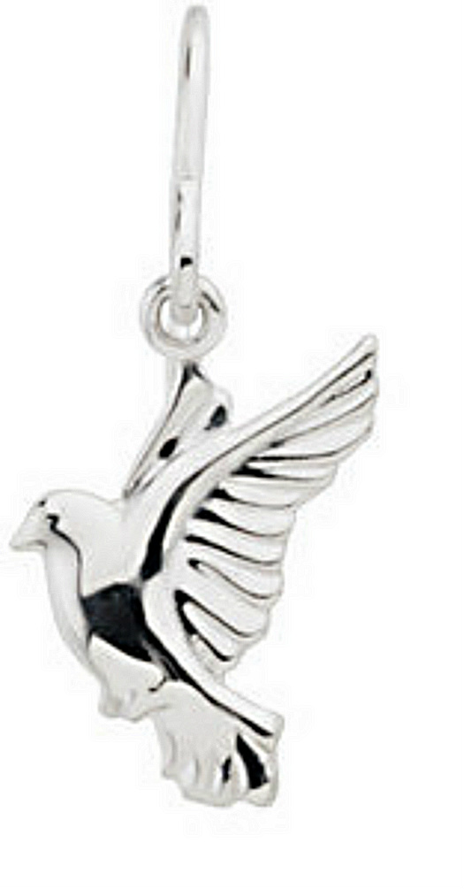 Sterling silver or 14k white gold dove single earring with shepherds hook, for right ear.