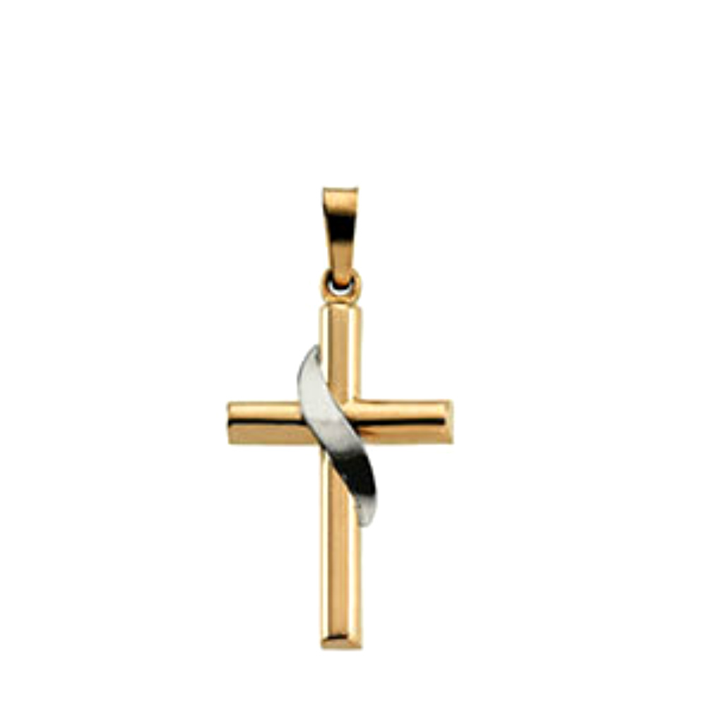 Two-Tone Yellow Gold Cross Pendant