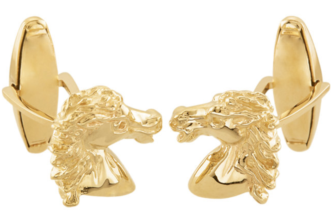 14k Yellow Gold Andalusian Horse Cuff Links. 