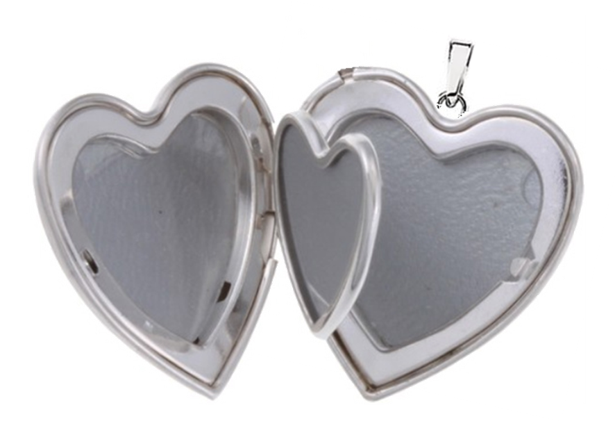  14k white gold 4 picture heart locket.