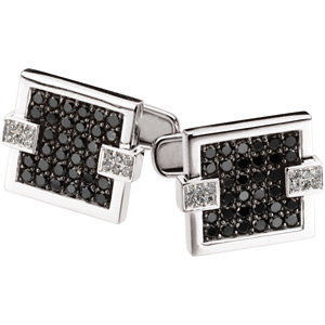 2 ct tw Black & White Diamond Cuff Links. 