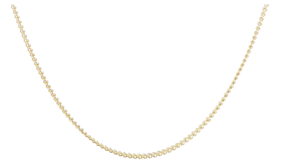 Stainless Steel IP Gold-Plated 2.25mm 18in Round Curb Chain.