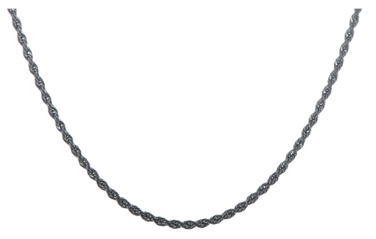 Stainless Steel IP Black-Plated 2.4mm 18in Rope Chain.