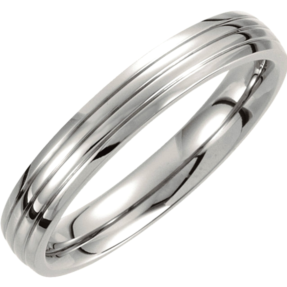 4mm Titanium Triple Grooved Band