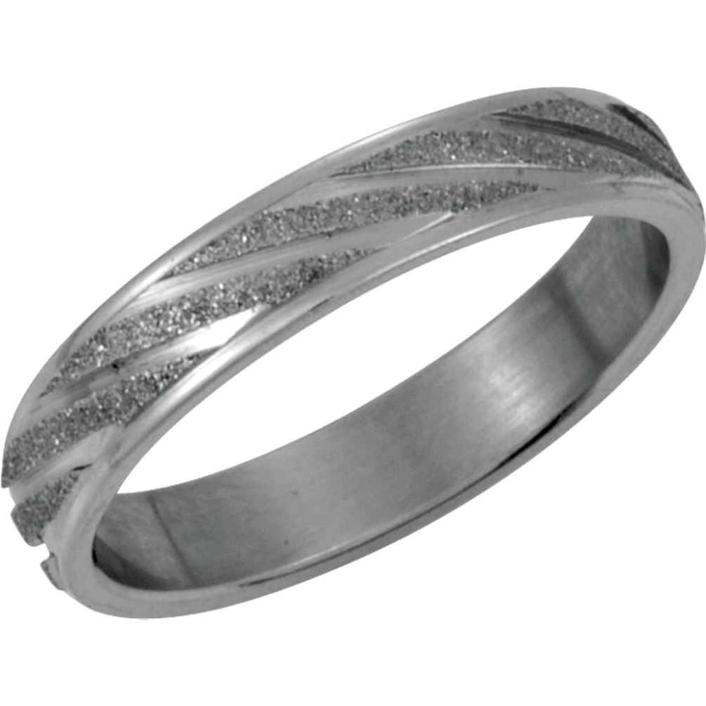 4mm Diagonal Sandblast and Polished Titanium Ring