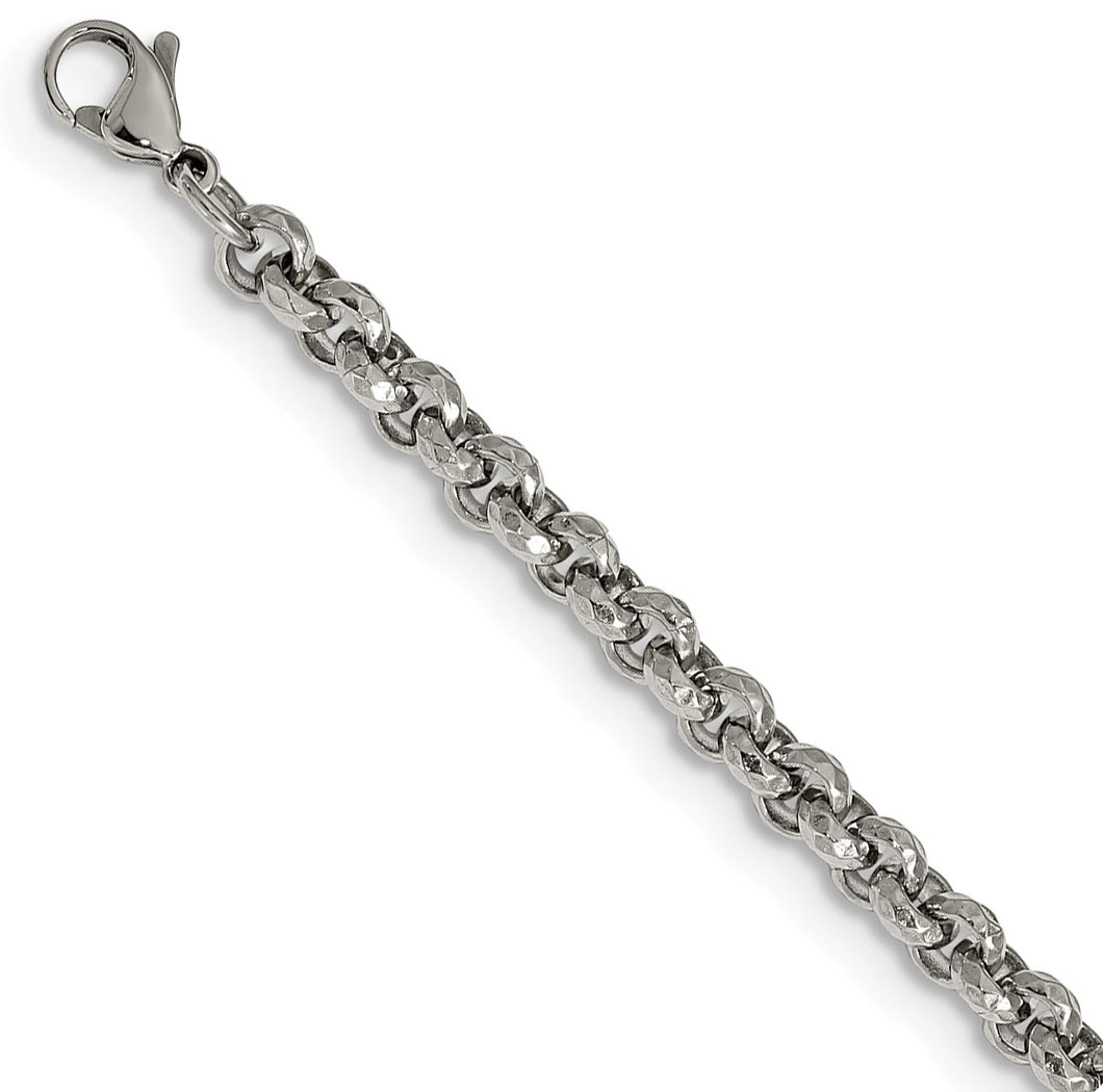 Stainless Steel Polished And Textured Fancy Rolo 18in Chain.