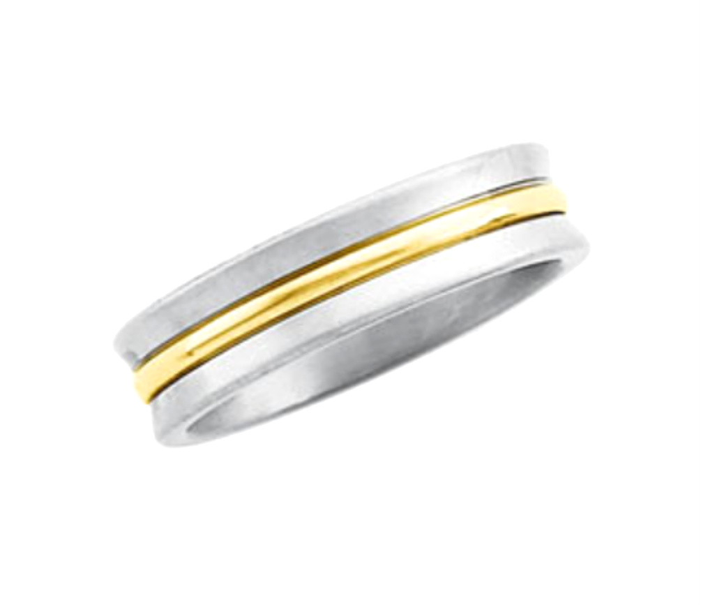 6mm Titanium and 18k Yellow Gold Titanium Flared Band