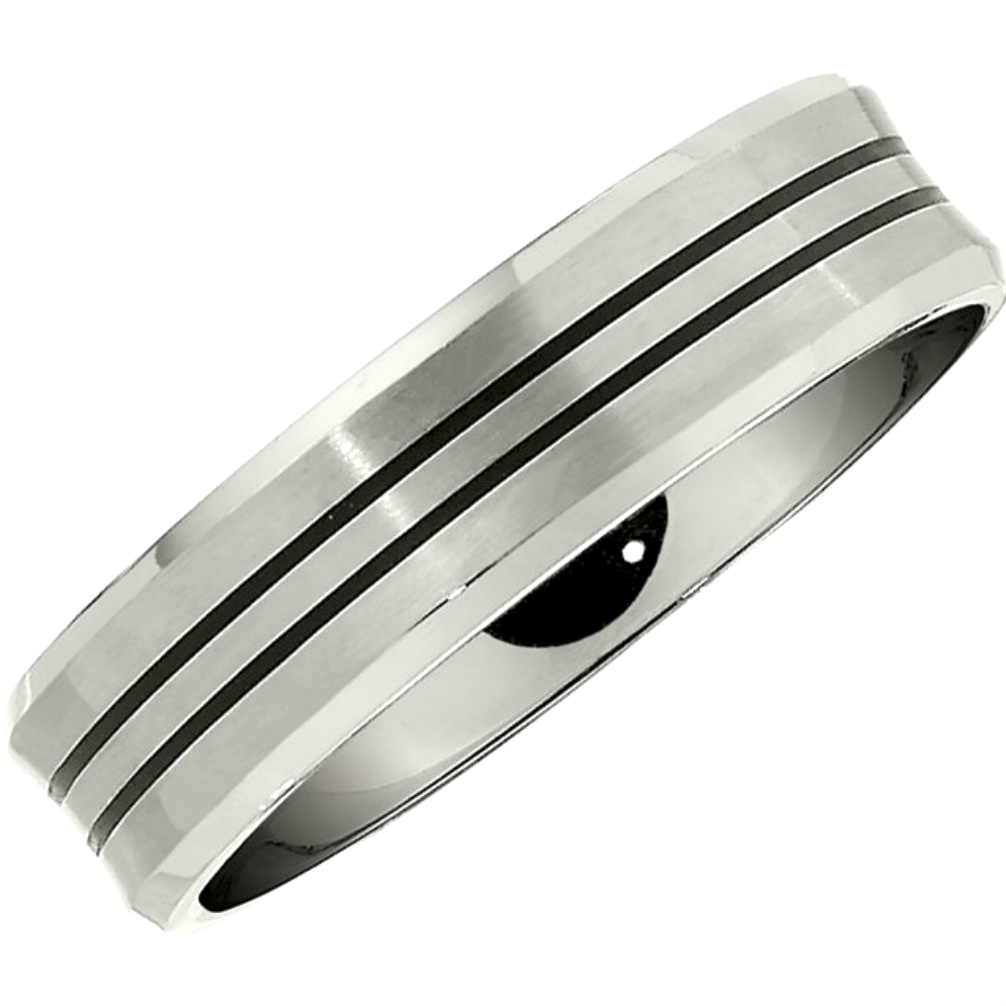 7mm Titanium with Black Enamel Beveled Band 