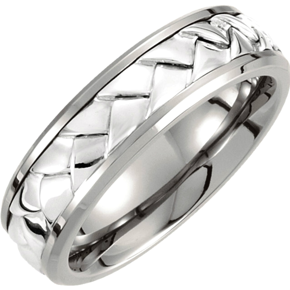 Titanium with Sterling Silver Inlay Woven Band