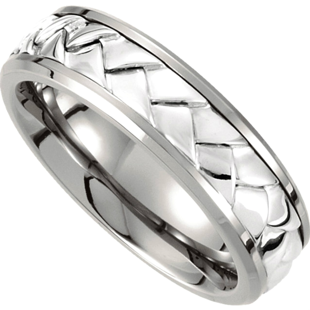 Titanium with Sterling Silver Inlay Woven Band