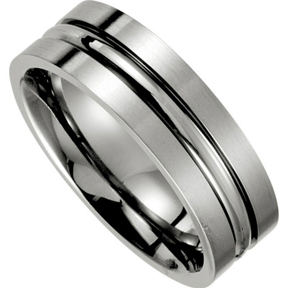 7mm Titanium Double Grooved Band