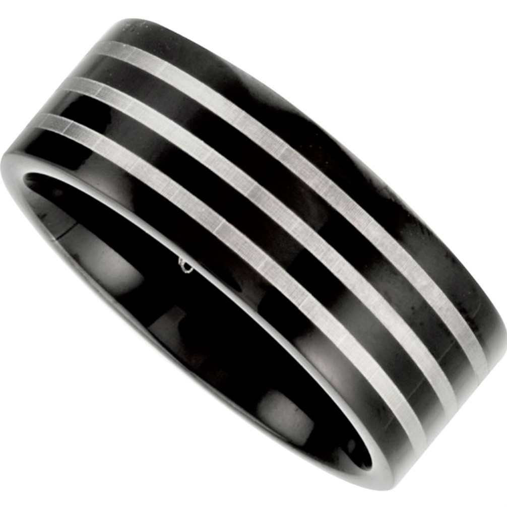 8mm Black Titanium Comfort Fit Flat Band