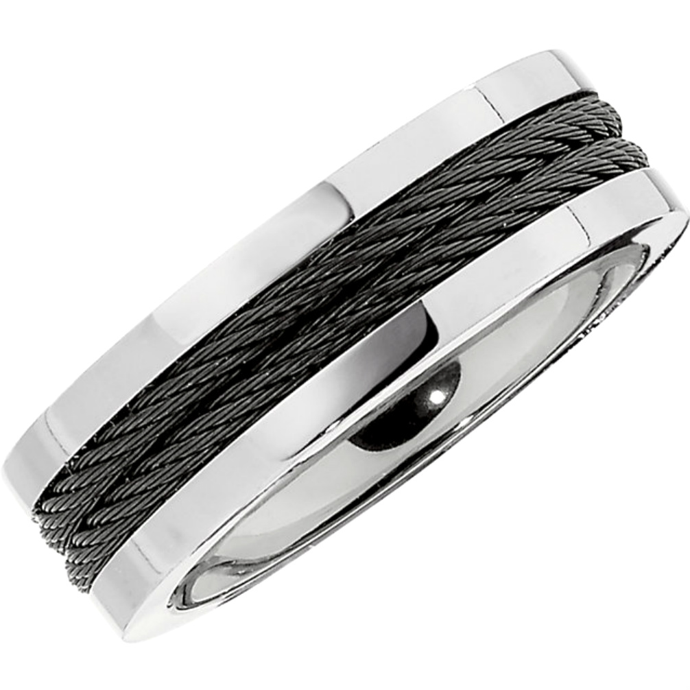 8mm Titanium Band with Black Immersed Plate Cable