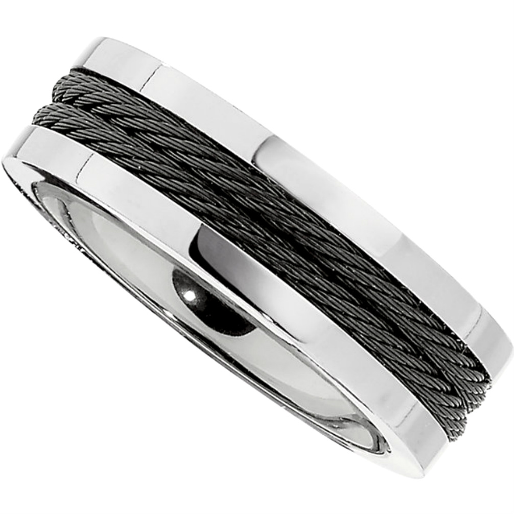 8mm Titanium Band with Black Immersed Plate Cable