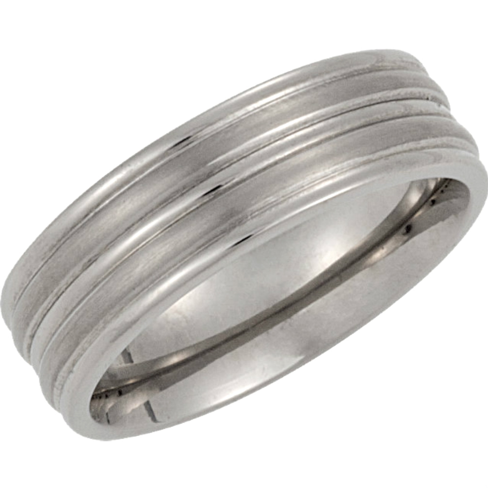 8mm Titanium Ridged Band 