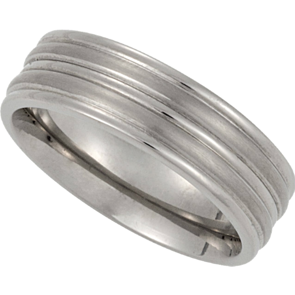 8mm Titanium Ridged Band 