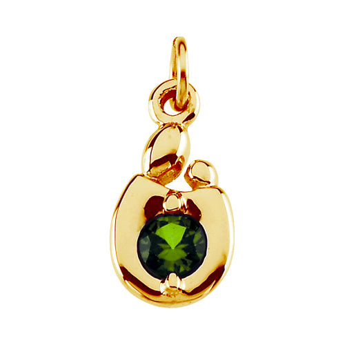 Created Peridot Mother and Child Charm, 14k Yellow Gold