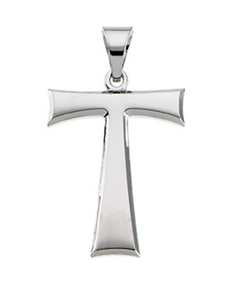 14K White Tau Cross Pendant.