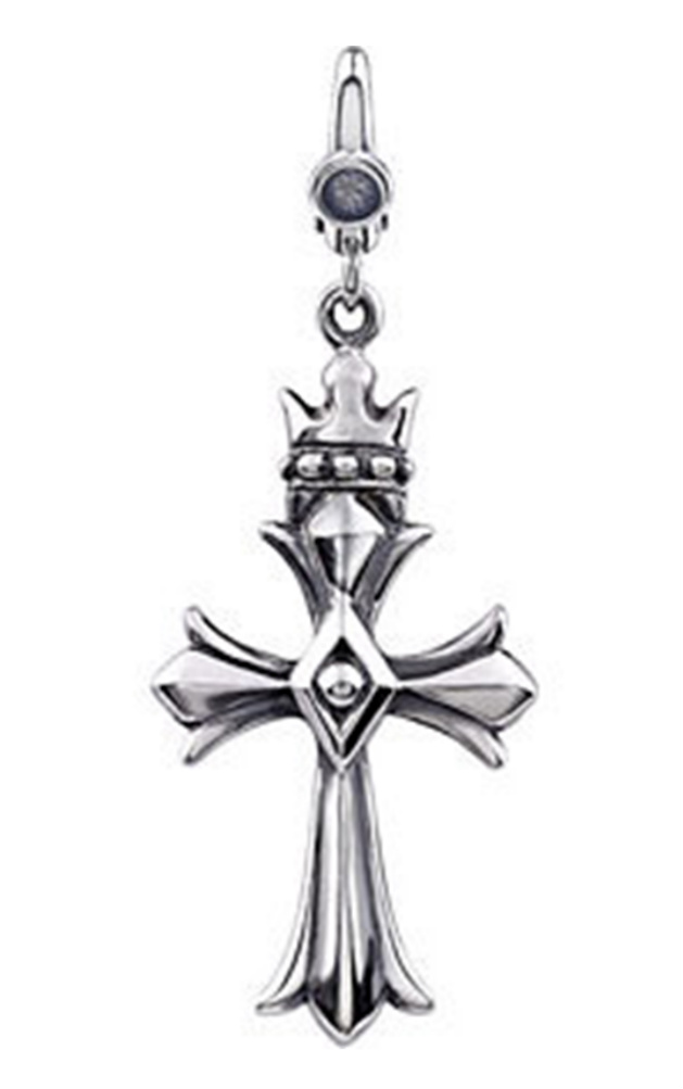 Crown of Thorns sterling silver clip-on charm cross.