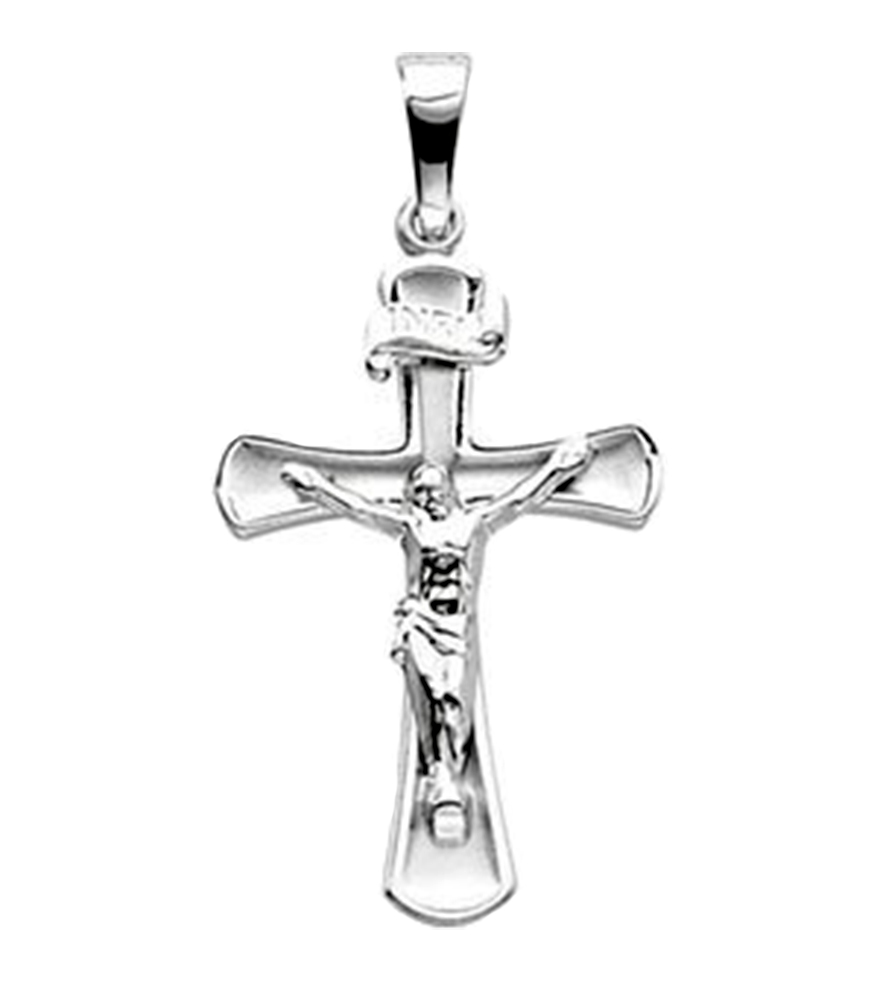 14k White Crucifix Pendant.