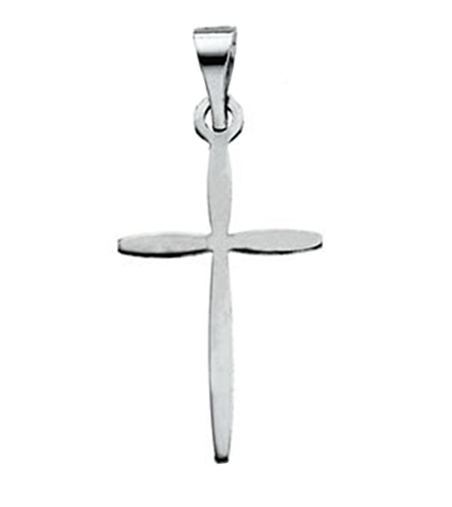 14K White Cross Pendant.