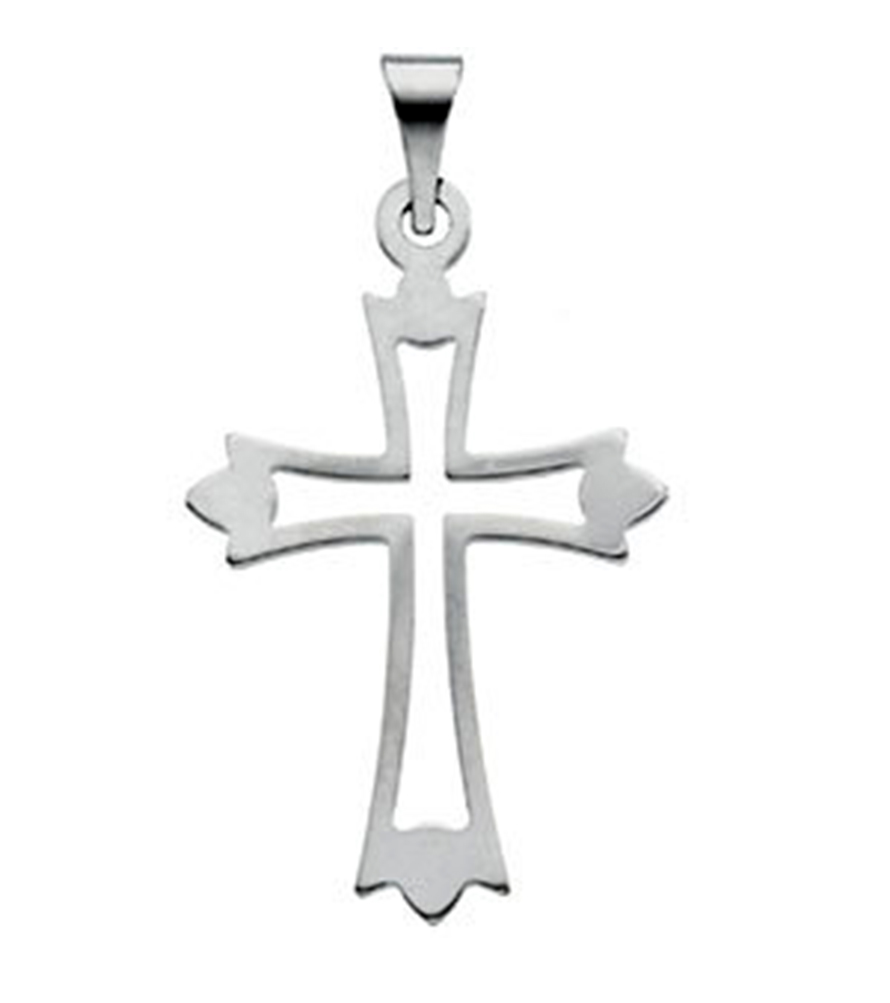 14k White Gold Cross Pendant.