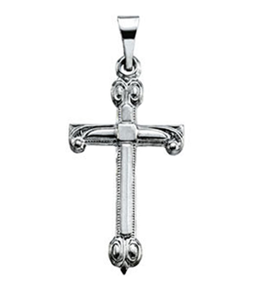 14k White Gold Cross Pendant.