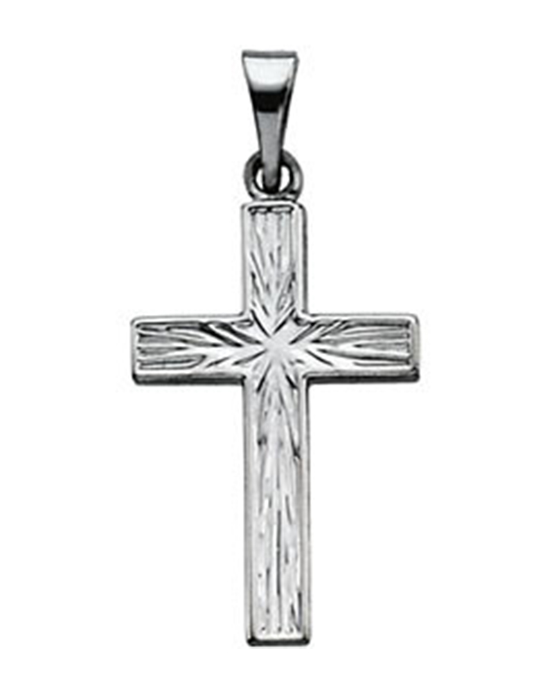 14K White Cross Pendant.