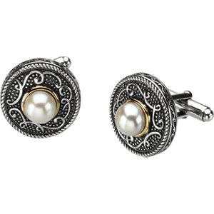 Freshwater Cultured Pearl Cuff Links. 