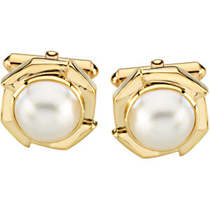 Mabé Cultured Pearl Cuff Links. 