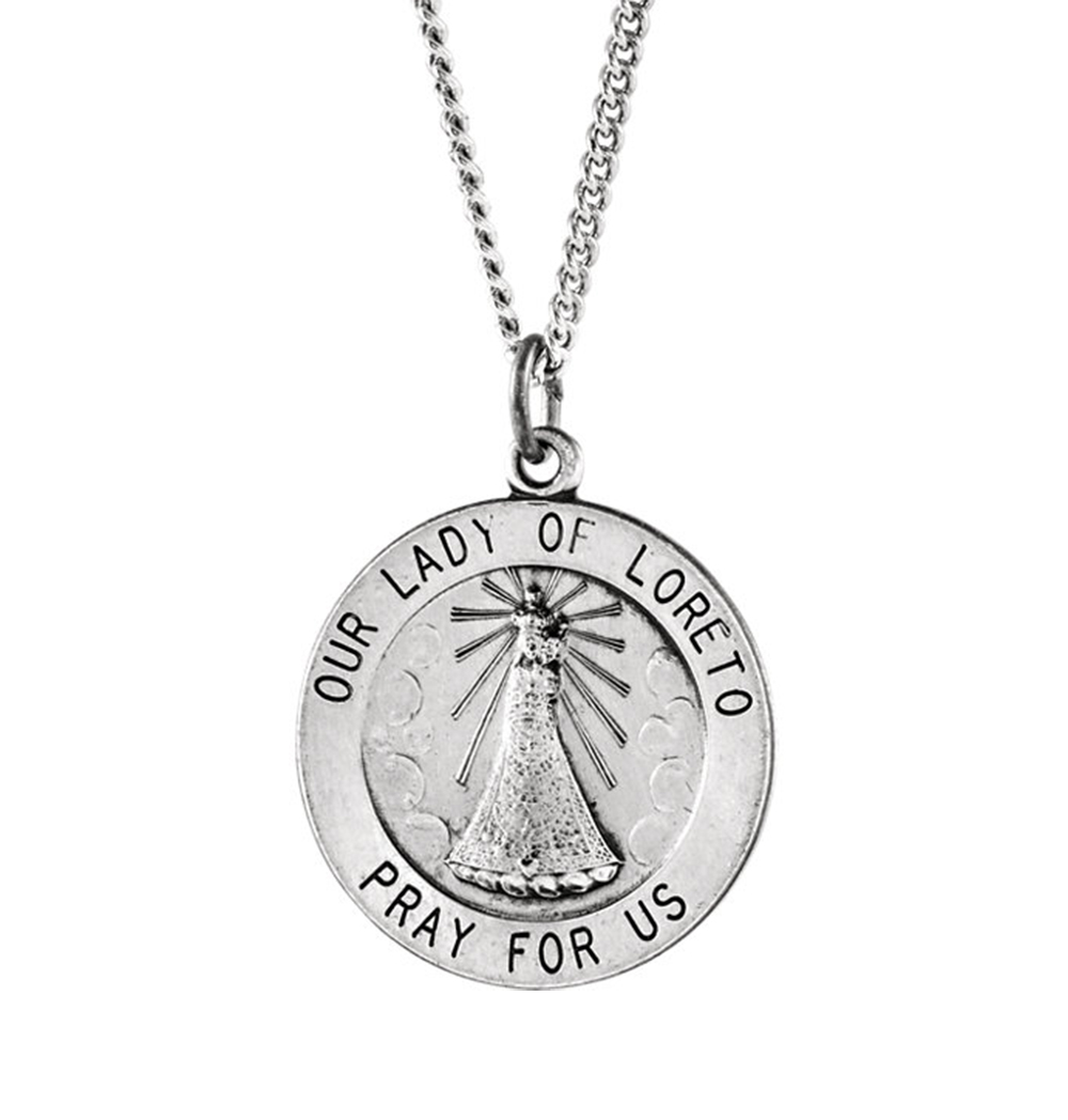 Sterling Silver Our Lady of Loreto Medal (18.5 MM).