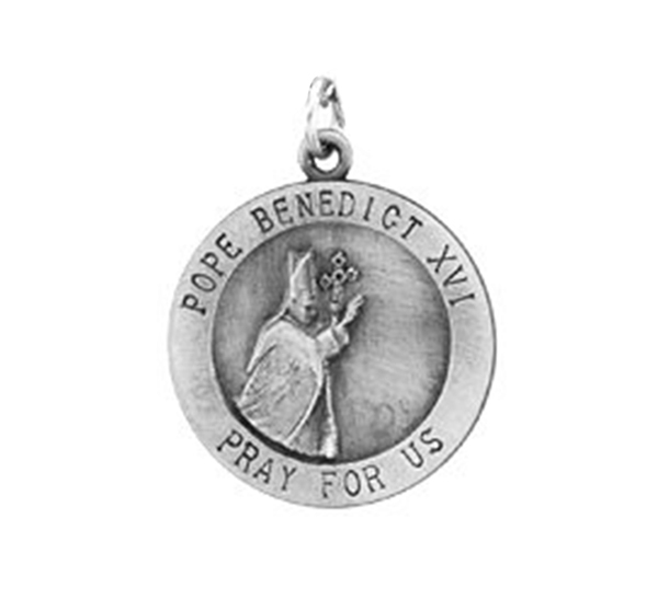 Sterling Silver Round Pope Benedict Necklace, 18" (18.5 MM).