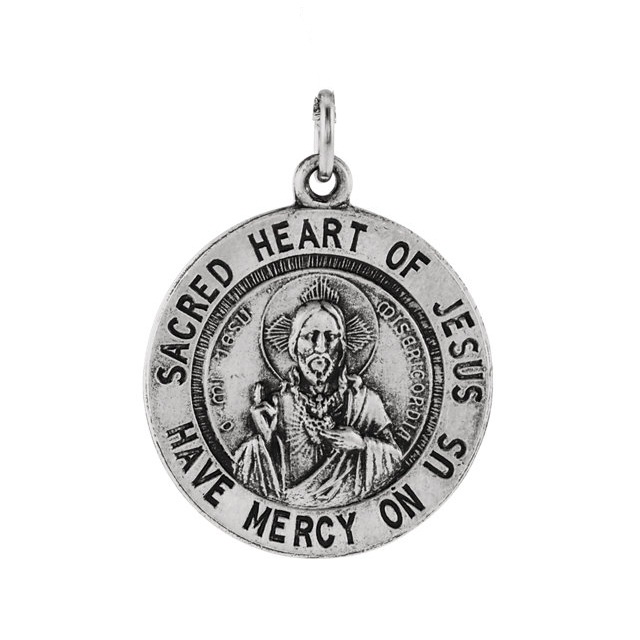 Sterling Silver Sacred Heart of Jesus Necklace