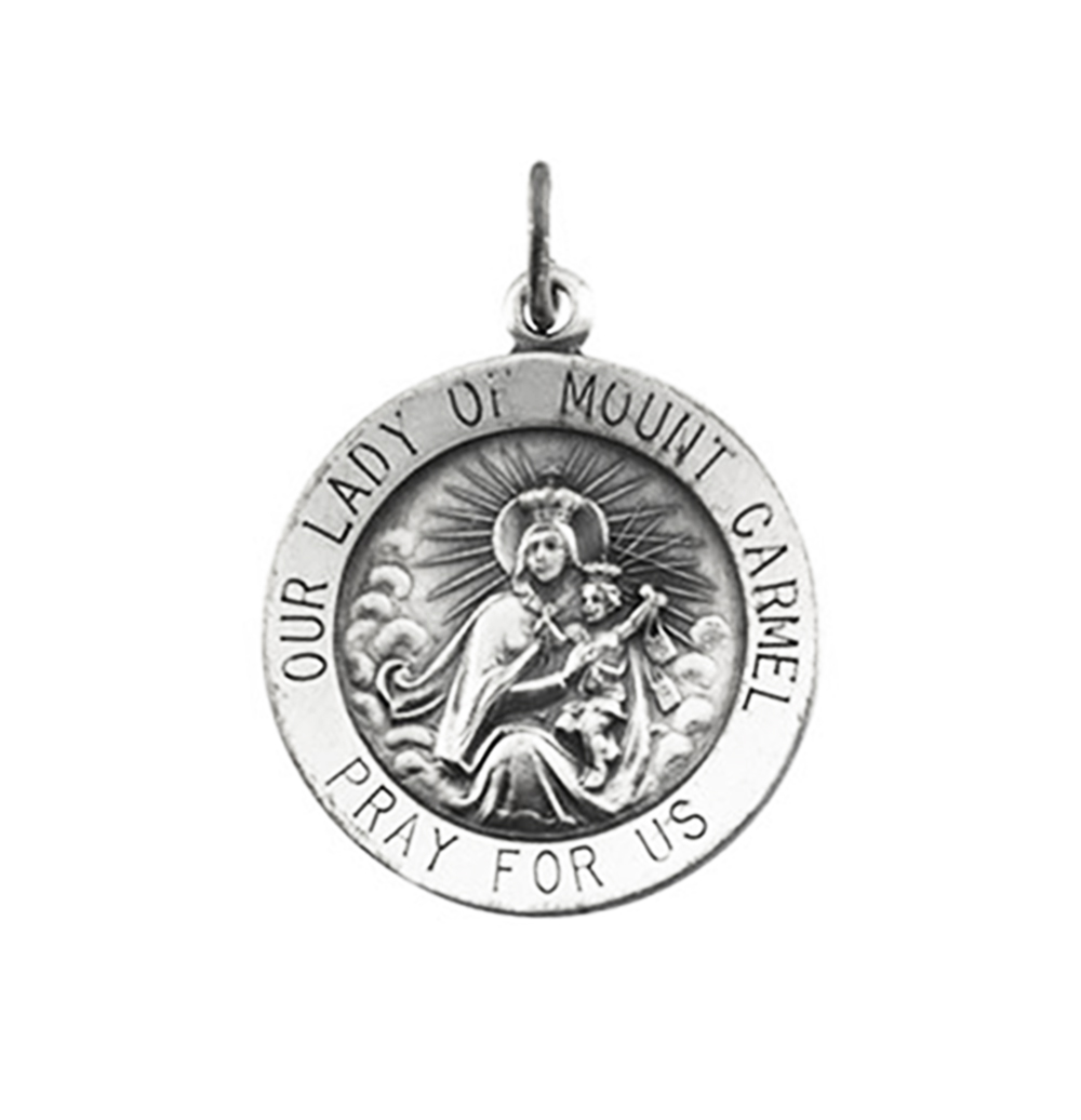 Sterling Silver Our Lady of Mount Carmel Medal Pendant (18.25 MM).