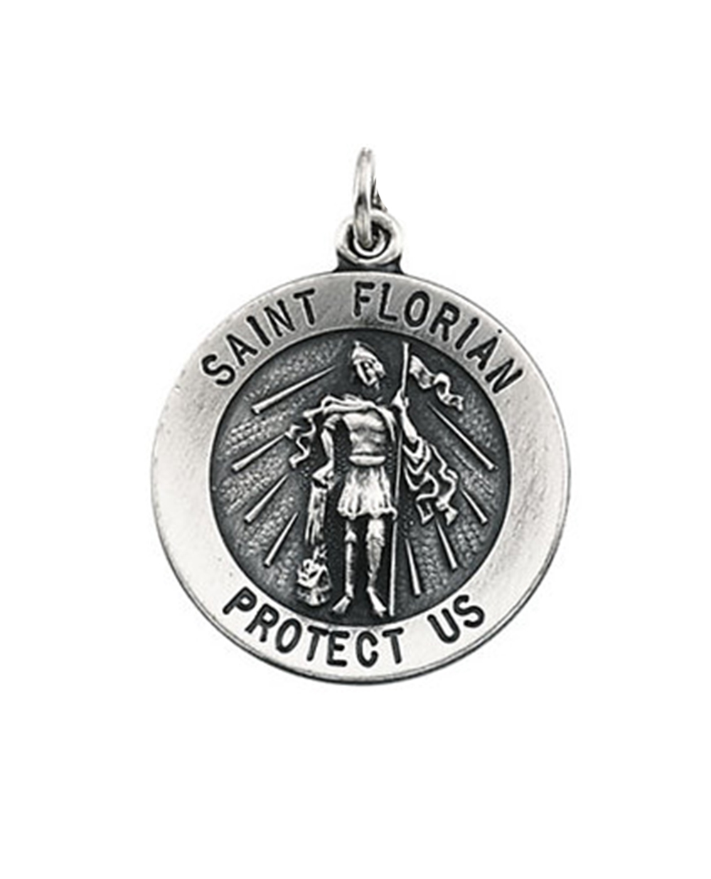 Sterling Silver Round St. Florian Medal.