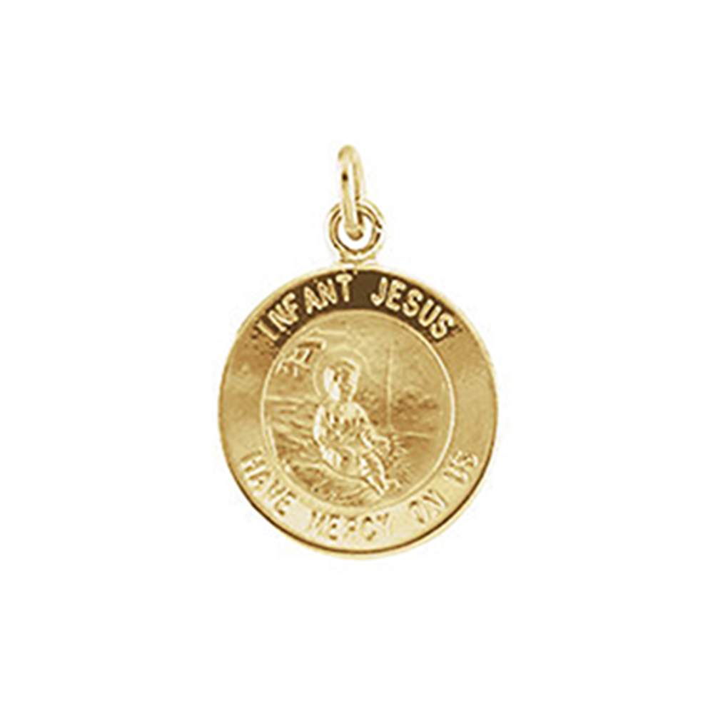 14k Yellow Gold Infant Jesus Medal (12 MM).