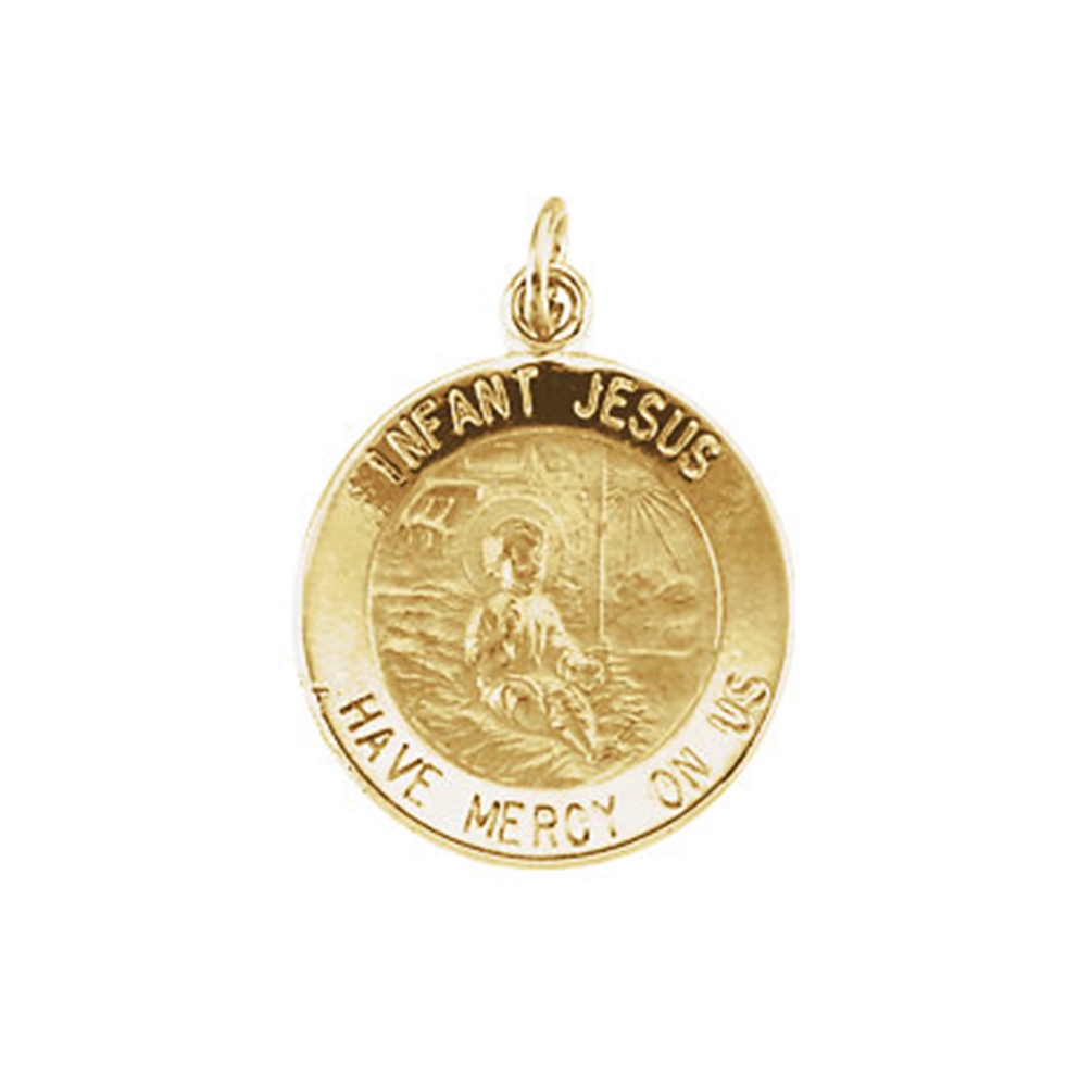 14k Yellow Gold Infant Jesus Medal (15 MM).